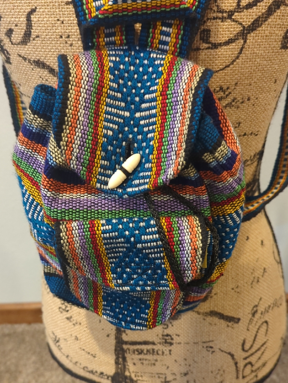 Handwoven Multicolor Striped Mini Backpack - Picture 2 of 3